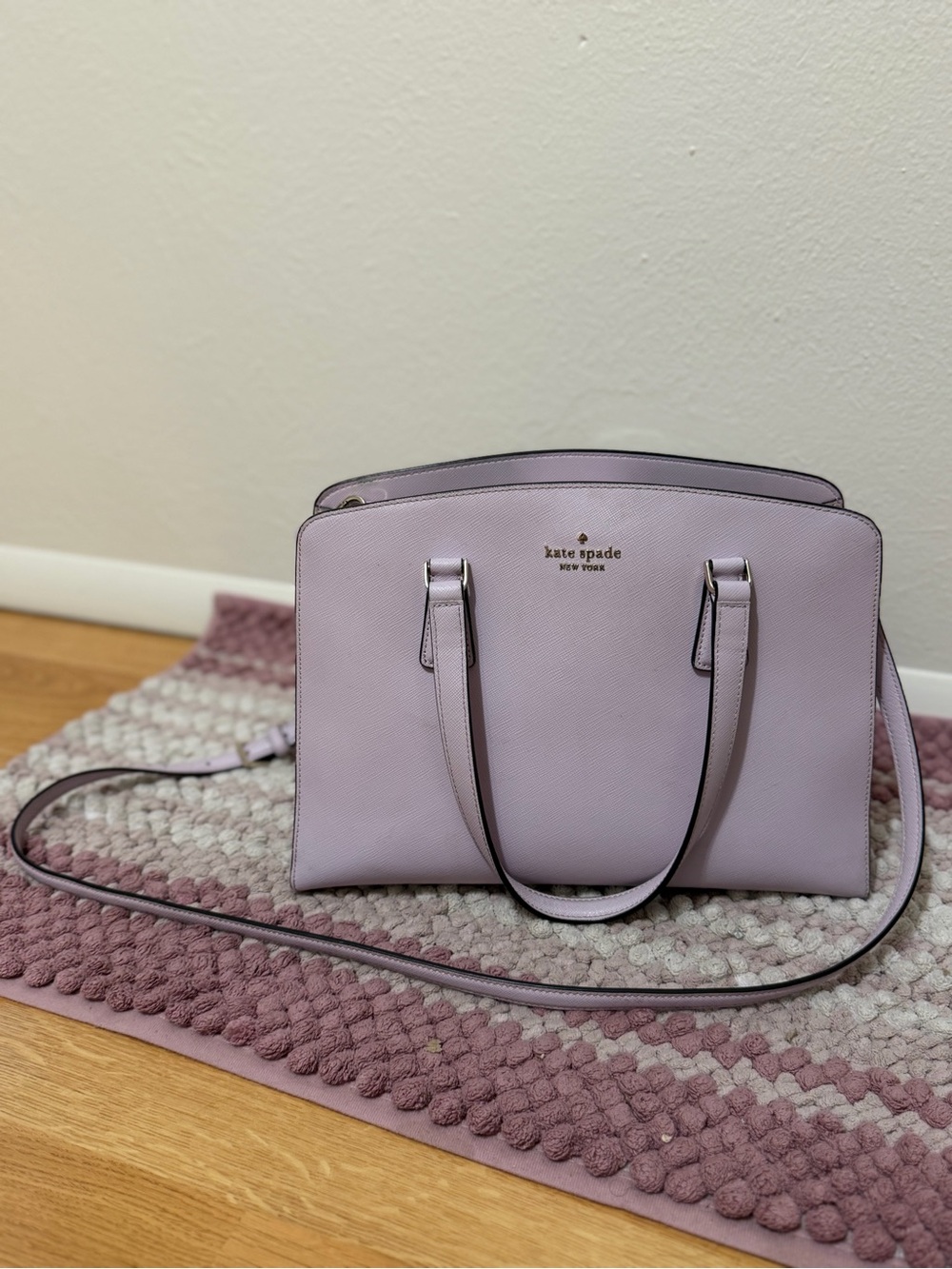 kate spade lavender leather satchel with detachable strap